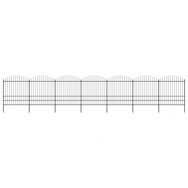 Valla de jardín con puntas de lanza acero negro (1.75-2)x11.9 m D