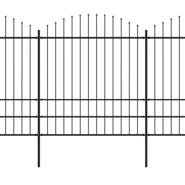 Valla de jardín con puntas de lanza acero negro (1.75-2)x13.6 m M 2