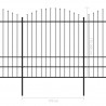 Valla de jardín con puntas de lanza acero negro (1.75-2)x13.6 m 5
