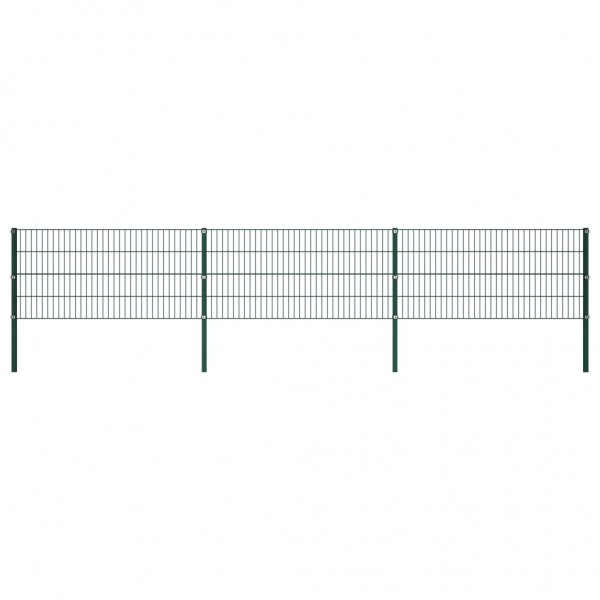 Panel de valla con postes hierro verde 5.1x0.8 m D