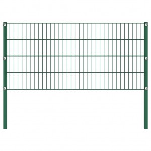 Panel de valla con postes hierro verde 5.1x0.8 m H