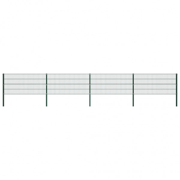 Panel de valla con postes hierro verde 6.8x0.8 m D