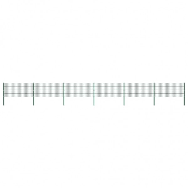 Panel de valla con postes hierro verde 10.2x0.8 m D