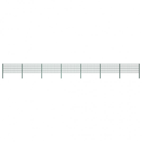 Panel de valla con postes hierro verde 11.9x0.8 m D