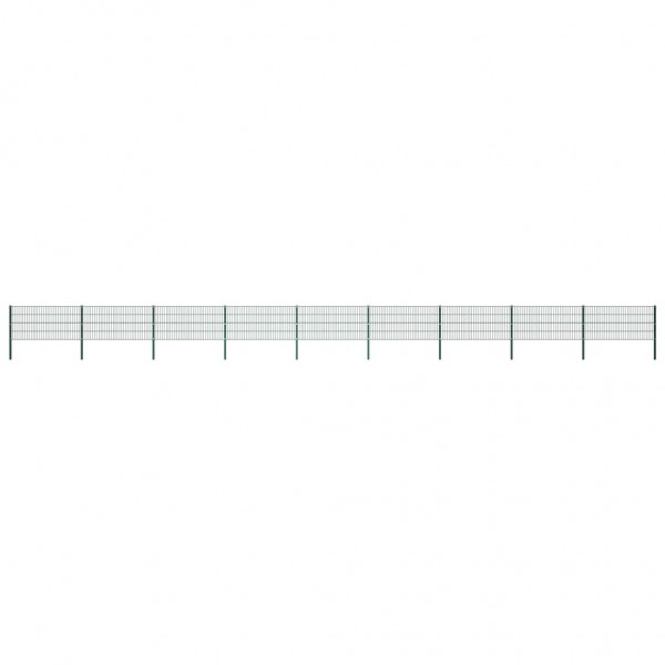 Panel de valla con postes hierro verde 15.3x0.8 m D