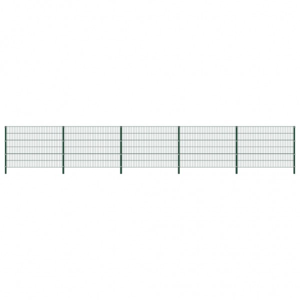 Panel de valla con postes de hierro verde 8.5x1.2 m D