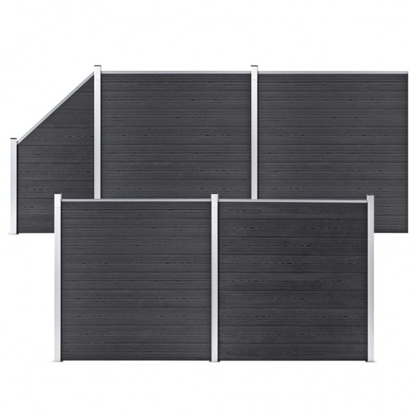 Set de valla 4 cuadradas + 1 oblicua WPC gris 792x186 cm D