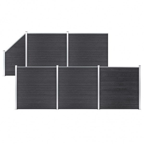 Set de valla 5 cuadradas + 1 oblicua WPC gris 965x186 cm D