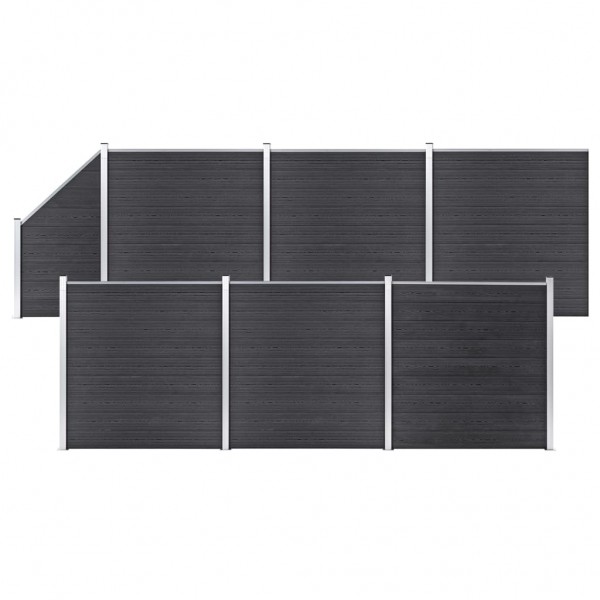 Set de valla 6 cuadradas + 1 oblicua WPC gris 1138x186 cm D