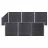 Set de valla 6 cuadradas + 1 oblicua WPC gris 1138x186 cm 1