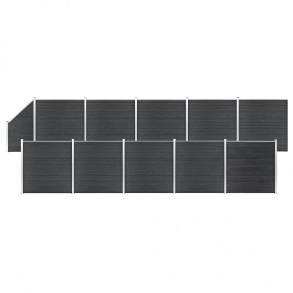 Set de valla 10 cuadradas + 1 oblicua WPC gris 1830x186 cm D