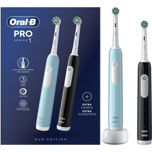 Cepillo de dientes eléctrico ORAL-B Pro 1 Duo Edition negro/turquesa D