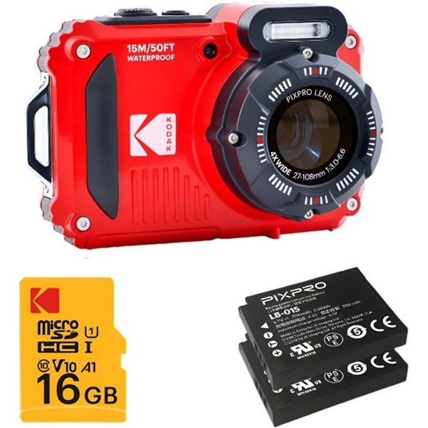 Kodak Pixpro WPZ2RD6 + 2 baterías + 1 microsd rojo D