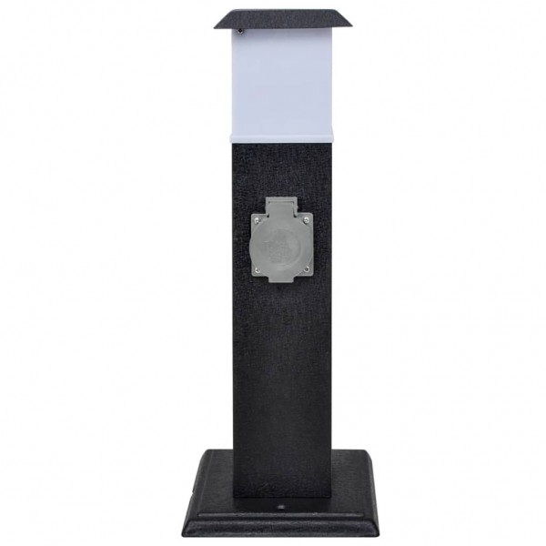 Columna con enchufes y lámpara para el jardín negra M 2