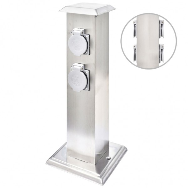 Columna con enchufes para el jardín acero inoxidable negro D