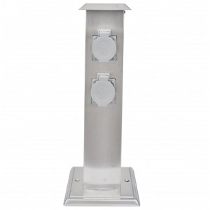Columna con enchufes para el jardín acero inoxidable negro H