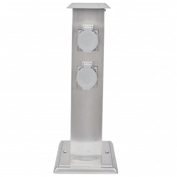Columna con enchufes para el jardín acero inoxidable negro M 2