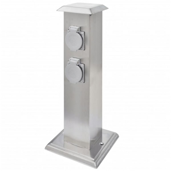 Columna con enchufes para el jardín acero inoxidable negro M 3