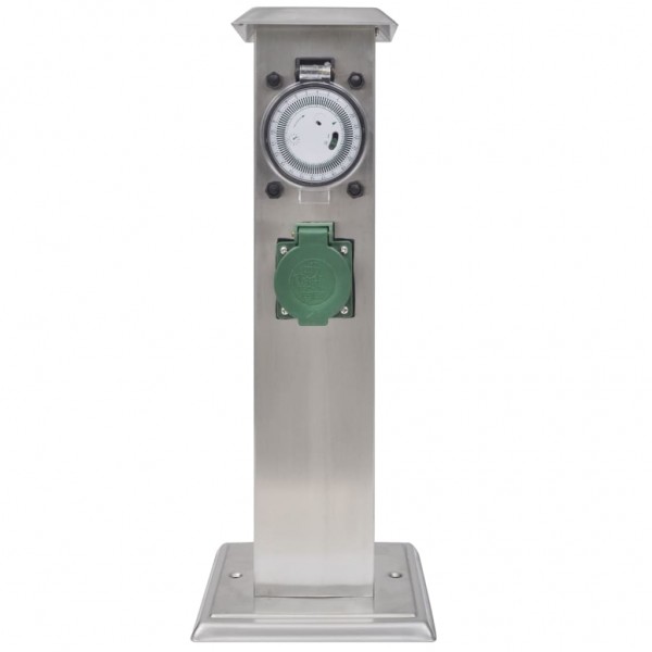 Columna de acero inoxidable con enchufe y temporizador para el jardín M 2