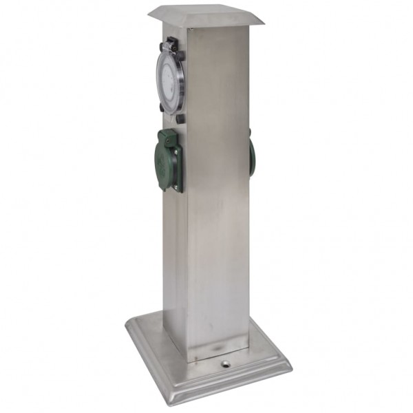 Columna de acero inoxidable con enchufe y temporizador para el jardín M 3
