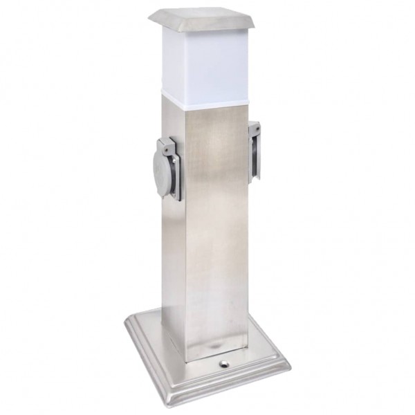 Columna con enchufes de jardín con lámpara acero inoxidable D