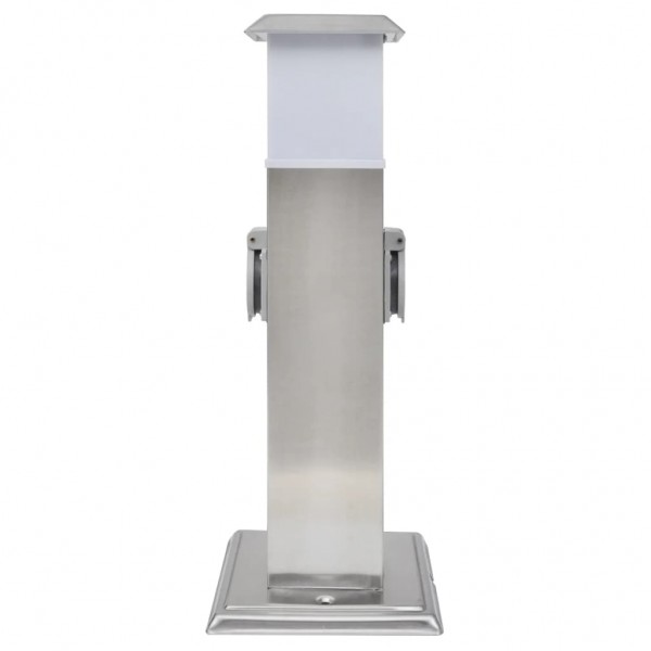 Columna con enchufes de jardín con lámpara acero inoxidable M 3