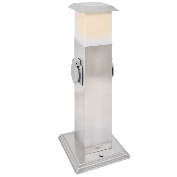 Columna con enchufes de jardín con lámpara acero inoxidable M 5