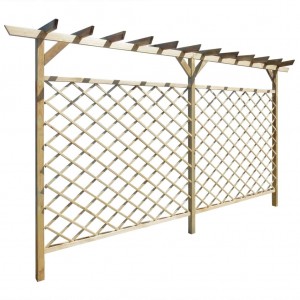 Parede de jardim cercado com pergola superior de madeira H