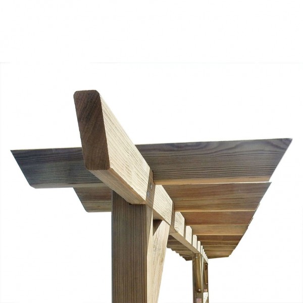Valla de jardín celosía con pérgola superior madera M 3