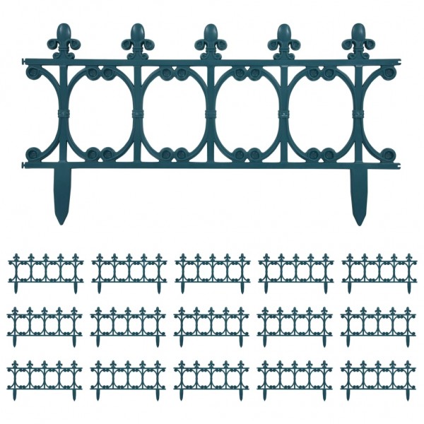 Bordas de relvado 16 pcs 10 m PP verde M 2