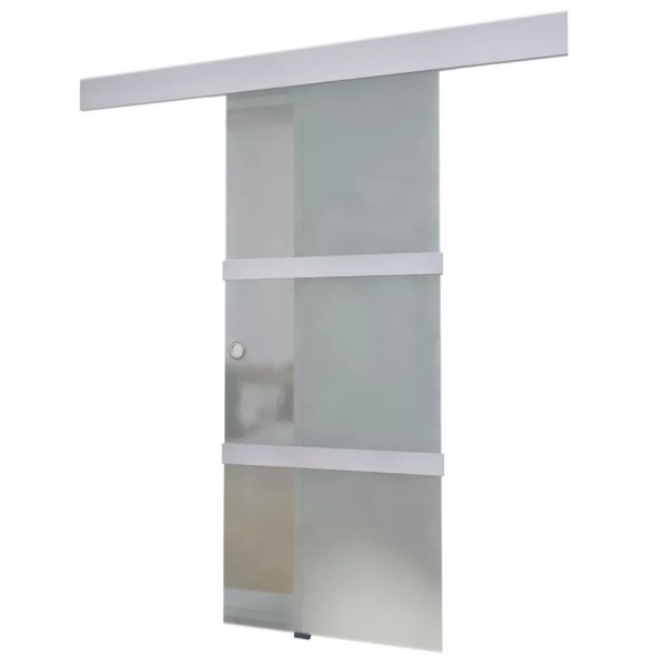 Puerta corredera de cristal y aluminio 178 cm plateado M 2
