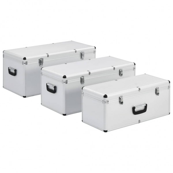 Cajas de almacenamiento 3 unidades aluminio plateado M 4