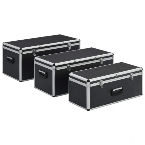 Cajas de almacenamiento 3 unidades aluminio negro M 4