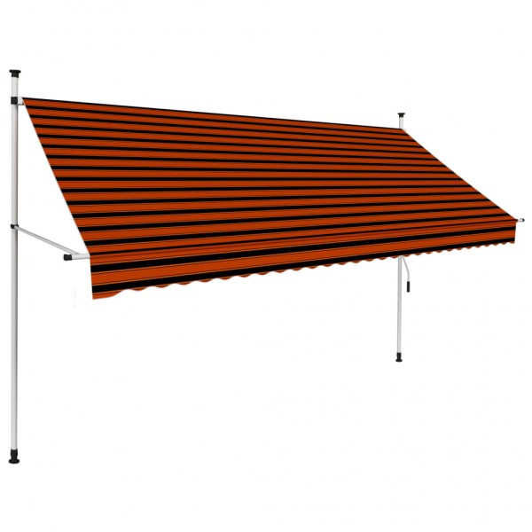 Toldo manual retráctil naranja y marrón 300 cm D