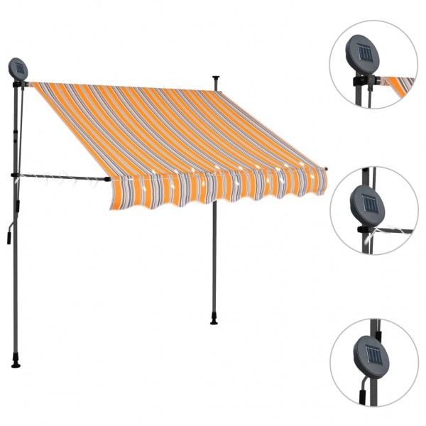 Toldo retrátil manual com LED 100 cm amarelo e azul M 3