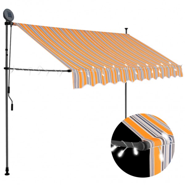 Toldo retráctil manual con LED amarillo y azul 300 cm D