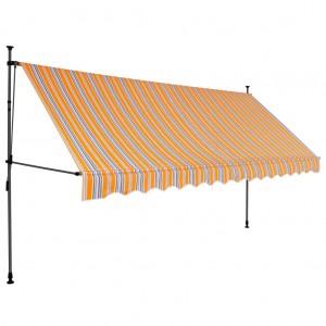 Toldo retráctil manual con LED amarillo y azul 350 cm H