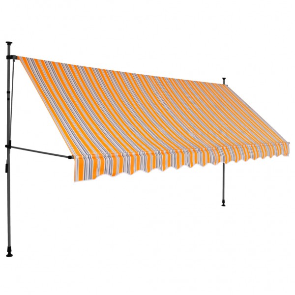 Toldo retrátil manual com LED 350 cm amarelo e azul M 2