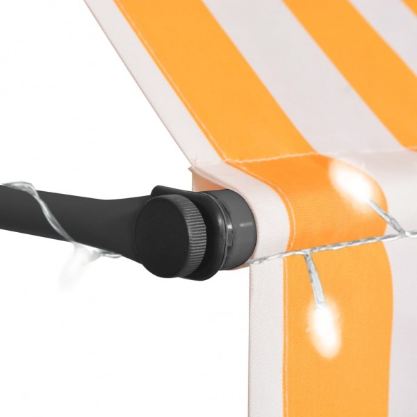 Toldo manual retráctil con LED blanco y naranja 150 cm M 4