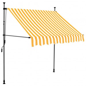 Toldo retrátil manual com LED 200 cm branco e laranja H