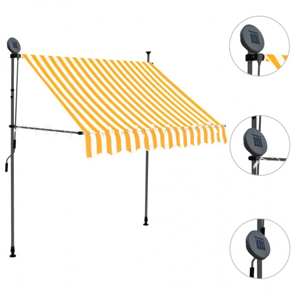 Toldo manual retráctil con LED blanco y naranja 200 cm M 3