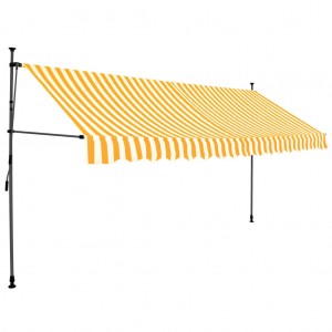 Toldo retrátil manual com LED 350 cm branco e laranja H