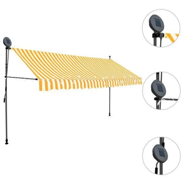 Toldo retrátil manual com LED 350 cm branco e laranja M 3