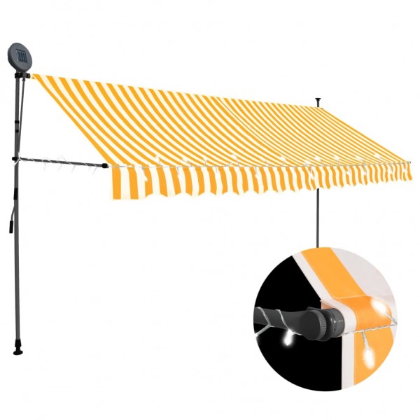 Toldo manual retráctil con LED blanco y naranja 400 cm D