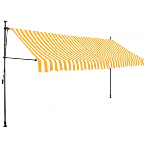Toldo retrátil manual com LED 400 cm branco e laranja H