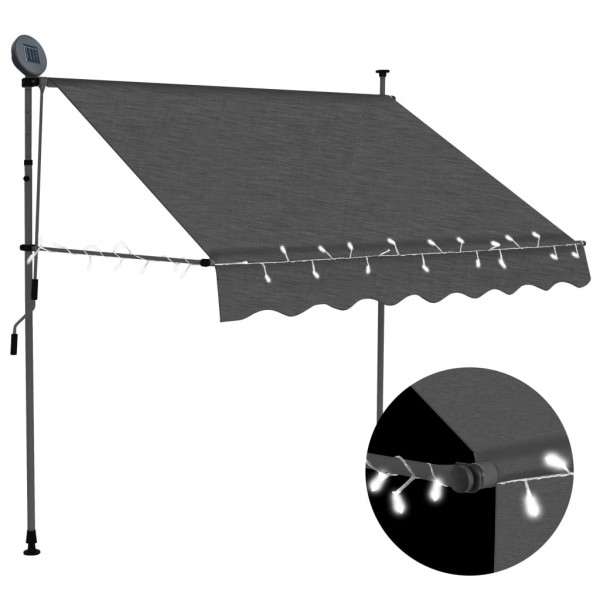 Toldo manual retráctil con LED gris antracita 150 cm D