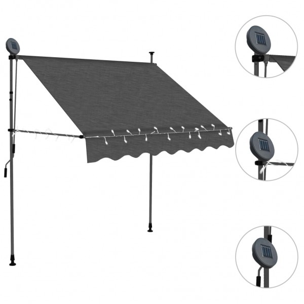Toldo manual retráctil con LED gris antracita 200 cm M 3