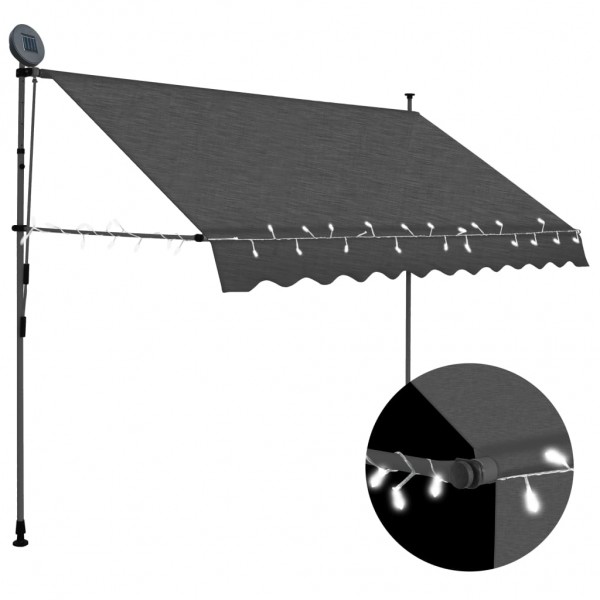 Toldo manual retráctil con LED gris antracita 300 cm D