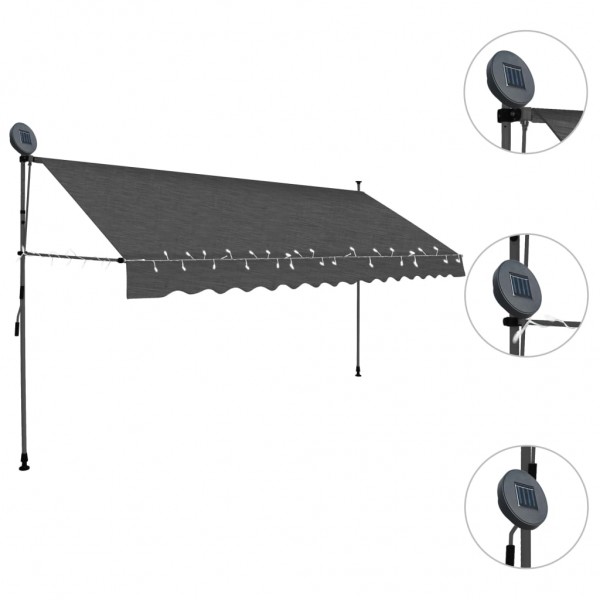 Toldo retrátil manual com LED 350 cm antracite M 3