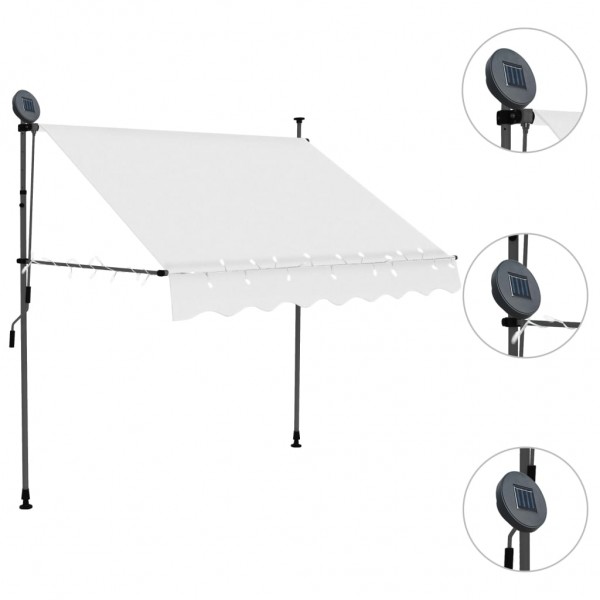 Toldo retrátil manual com LED 150 cm creme M 3
